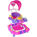 Mama Love Baby Ultra Soft Seat Activity Walker with Wheel | Adjustable Height and Musical Tray |Toys|Push Handle Bar (6 to 24 Months) (Purple & Pink Color)